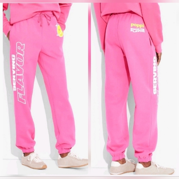 NWOT Poppi Pink Graphic Joggers Size M - Picture 1 of 5